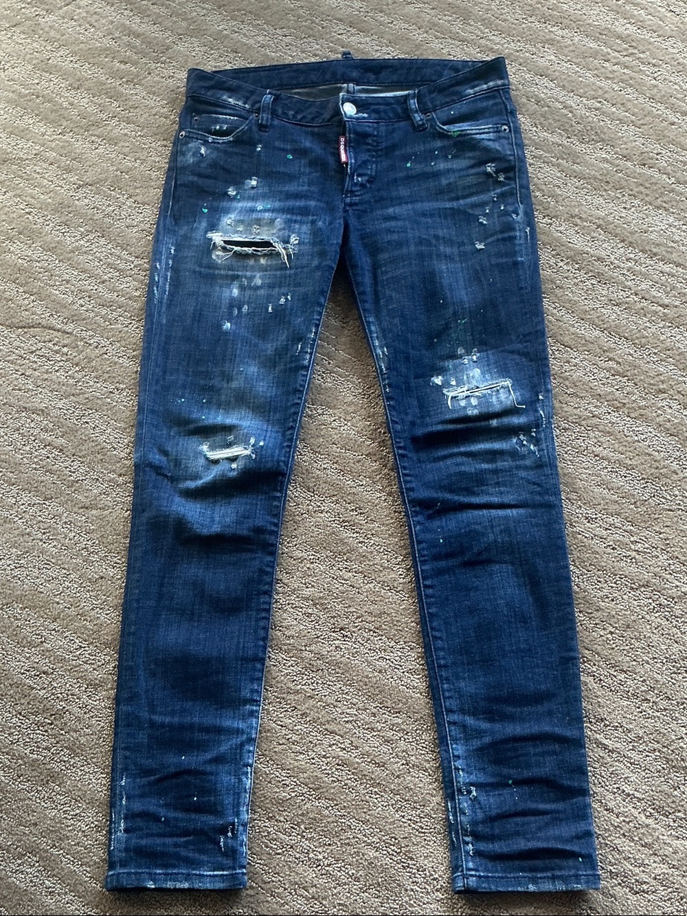 DSQUARED2 Women's Dark Blue Distressed Straight Leg Jennifer Jean 38IT/30US